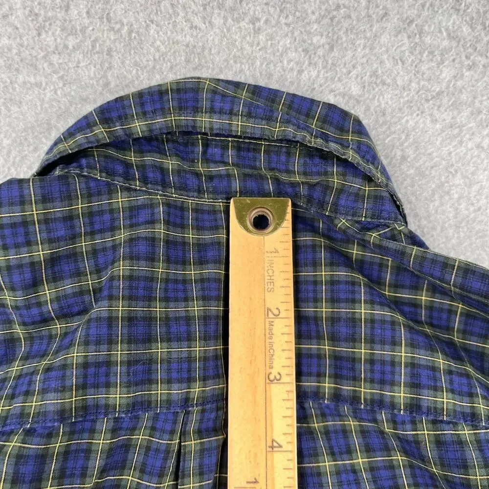 Ralph Lauren Long Sleeve Button Up Shirt Youth Boys Medium Blue Green Plaid